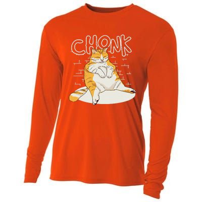 Chonker Cat Fat Cat Chonk Scale Chonky Meme Cooling Performance Long Sleeve Crew