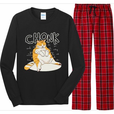 Chonker Cat Fat Cat Chonk Scale Chonky Meme Long Sleeve Pajama Set