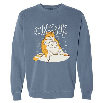 Chonker Cat Fat Cat Chonk Scale Chonky Meme Garment-Dyed Sweatshirt