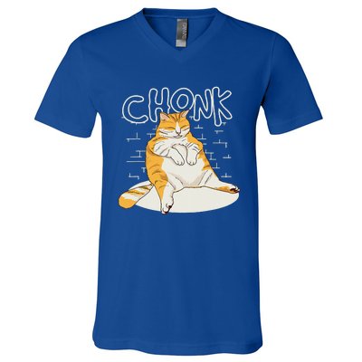 Chonker Cat Fat Cat Chonk Scale Chonky Meme V-Neck T-Shirt