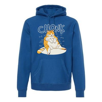 Chonker Cat Fat Cat Chonk Scale Chonky Meme Premium Hoodie