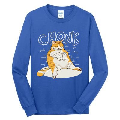 Chonker Cat Fat Cat Chonk Scale Chonky Meme Tall Long Sleeve T-Shirt