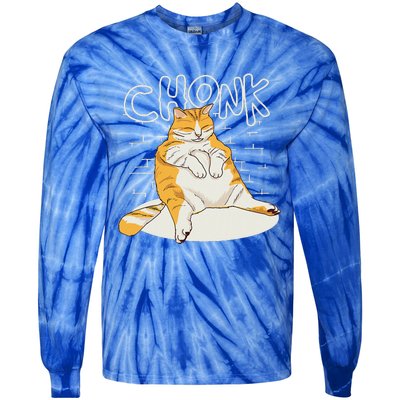 Chonker Cat Fat Cat Chonk Scale Chonky Meme Tie-Dye Long Sleeve Shirt