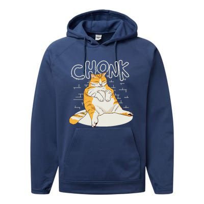 Chonker Cat Fat Cat Chonk Scale Chonky Meme Performance Fleece Hoodie