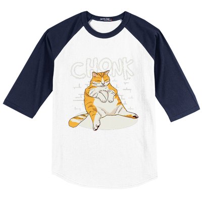 Chonker Cat Fat Cat Chonk Scale Chonky Meme Baseball Sleeve Shirt