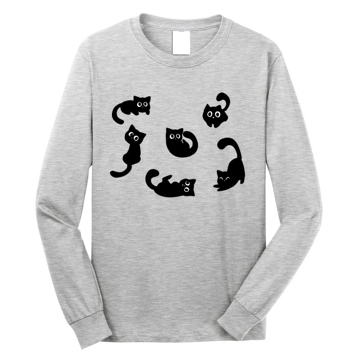 Cute Cat Funny Black Cat For Cat Lovers Cat Mom Long Sleeve Shirt