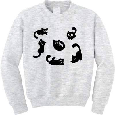 Cute Cat Funny Black Cat For Cat Lovers Cat Mom Kids Sweatshirt