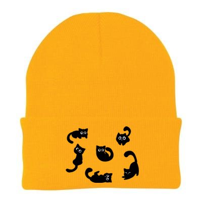 Cute Cat Funny Black Cat For Cat Lovers Cat Mom Knit Cap Winter Beanie