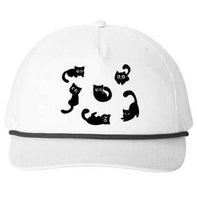 Cute Cat Funny Black Cat For Cat Lovers Cat Mom Snapback Five-Panel Rope Hat