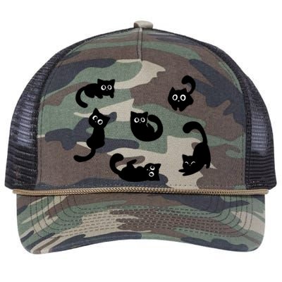 Cute Cat Funny Black Cat For Cat Lovers Cat Mom Retro Rope Trucker Hat Cap