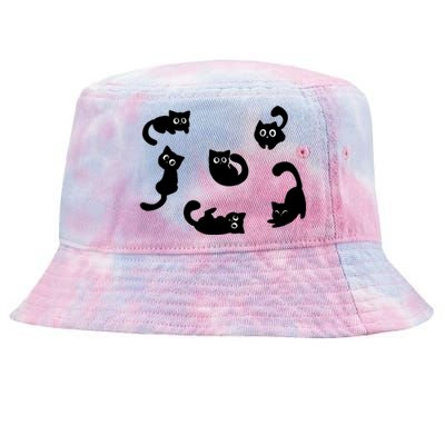 Cute Cat Funny Black Cat For Cat Lovers Cat Mom Tie-Dyed Bucket Hat