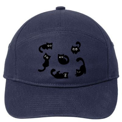 Cute Cat Funny Black Cat For Cat Lovers Cat Mom 7-Panel Snapback Hat