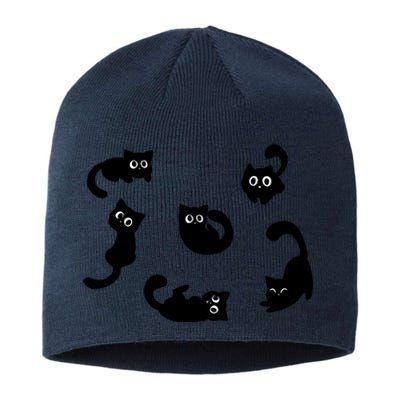 Cute Cat Funny Black Cat For Cat Lovers Cat Mom Sustainable Beanie