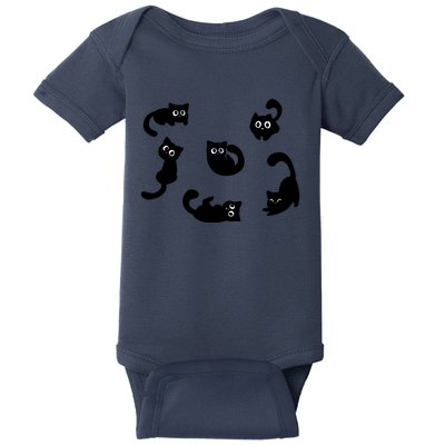 Cute Cat Funny Black Cat For Cat Lovers Cat Mom Baby Bodysuit