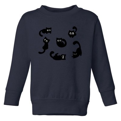 Cute Cat Funny Black Cat For Cat Lovers Cat Mom Toddler Sweatshirt