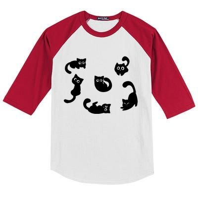 Cute Cat Funny Black Cat For Cat Lovers Cat Mom Kids Colorblock Raglan Jersey