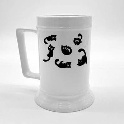 Cute Cat Funny Black Cat For Cat Lovers Cat Mom Beer Stein