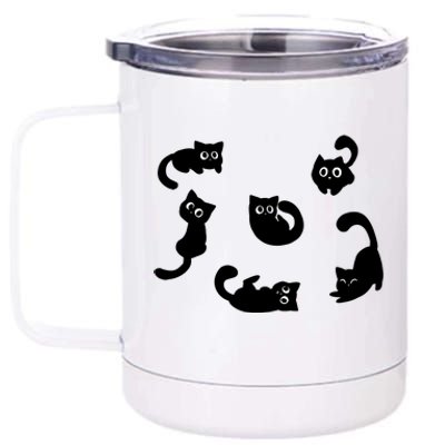 Cute Cat Funny Black Cat For Cat Lovers Cat Mom 12 oz Stainless Steel Tumbler Cup