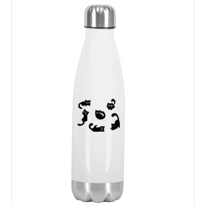 Cute Cat Funny Black Cat For Cat Lovers Cat Mom Stainless Steel Insulated Water Bottle