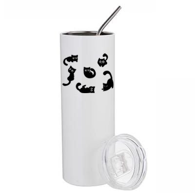 Cute Cat Funny Black Cat For Cat Lovers Cat Mom Stainless Steel Tumbler