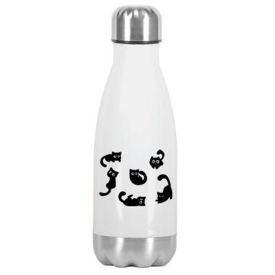 Cute Cat Funny Black Cat For Cat Lovers Cat Mom Stainless Steel Insulated Water Bottle