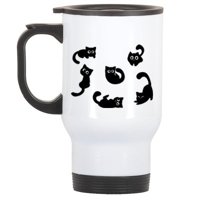 Cute Cat Funny Black Cat For Cat Lovers Cat Mom Stainless Steel Travel Mug