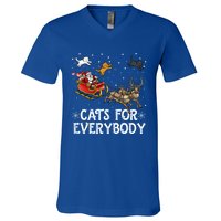 Christmas Cats For Everybody Funny Xmas Santa Gift V-Neck T-Shirt