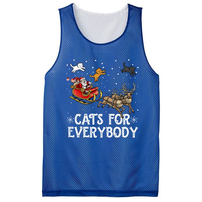 Christmas Cats For Everybody Funny Xmas Santa Gift Mesh Reversible Basketball Jersey Tank