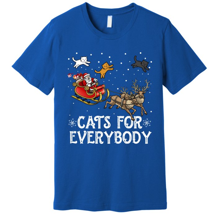 Christmas Cats For Everybody Funny Xmas Santa Gift Premium T-Shirt