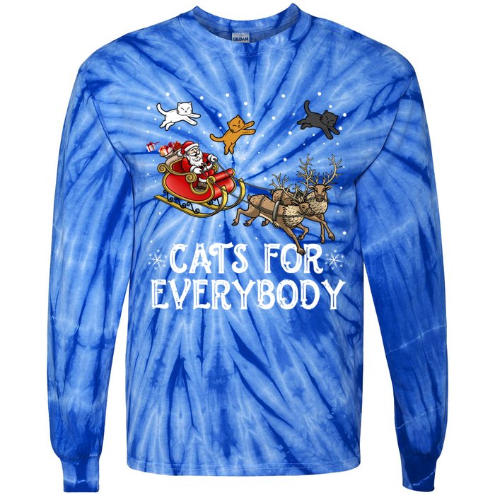 Christmas Cats For Everybody Funny Xmas Santa Gift Tie-Dye Long Sleeve Shirt