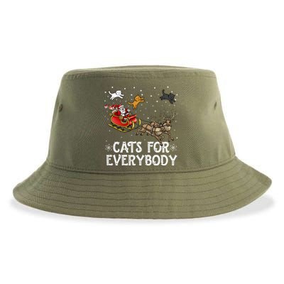 Christmas Cats For Everybody Funny Xmas Santa Gift Sustainable Bucket Hat