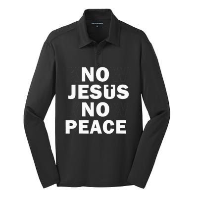 Christian Cross Faith Know Peace Know Jesus Silk Touch Performance Long Sleeve Polo