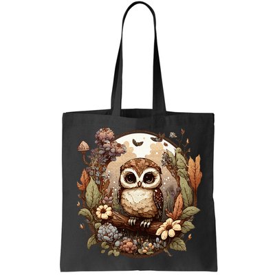 Cute Cottagecore Floral Owl Aesthetic Graphic Bag