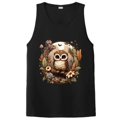 Cute Cottagecore Floral Owl Aesthetic Graphic PosiCharge Competitor Tank