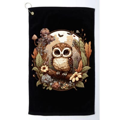 Cute Cottagecore Floral Owl Aesthetic Graphic Golf Towel