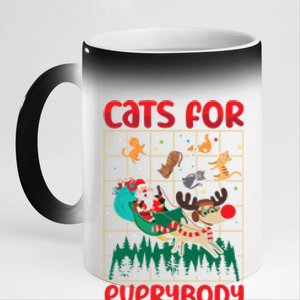 Christmas Cats For Everybody Santa Claus Xmas Cat Lover Gift 11oz Black Color Changing Mug