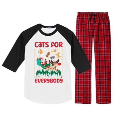 Christmas Cats For Everybody Santa Claus Xmas Cat Lover Gift Raglan Sleeve Pajama Set