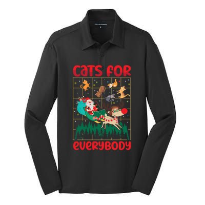 Christmas Cats For Everybody Santa Claus Xmas Cat Lover Gift Silk Touch Performance Long Sleeve Polo