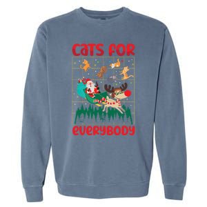 Christmas Cats For Everybody Santa Claus Xmas Cat Lover Gift Garment-Dyed Sweatshirt