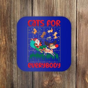 Christmas Cats For Everybody Santa Claus Xmas Cat Lover Gift Coaster