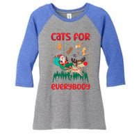 Christmas Cats For Everybody Santa Claus Xmas Cat Lover Gift Women's Tri-Blend 3/4-Sleeve Raglan Shirt