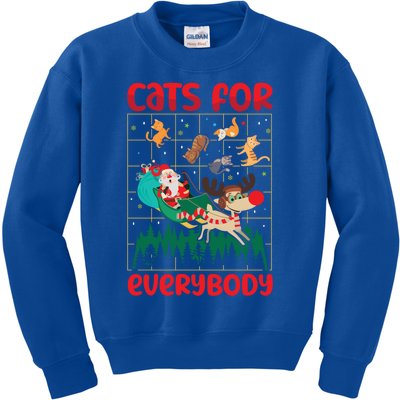 Christmas Cats For Everybody Santa Claus Xmas Cat Lover Gift Kids Sweatshirt