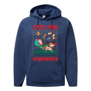 Christmas Cats For Everybody Santa Claus Xmas Cat Lover Gift Performance Fleece Hoodie