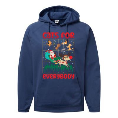 Christmas Cats For Everybody Santa Claus Xmas Cat Lover Gift Performance Fleece Hoodie