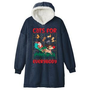 Christmas Cats For Everybody Santa Claus Xmas Cat Lover Gift Hooded Wearable Blanket