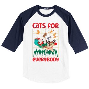 Christmas Cats For Everybody Santa Claus Xmas Cat Lover Gift Baseball Sleeve Shirt