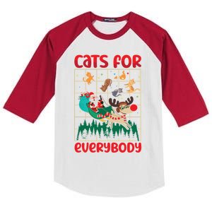 Christmas Cats For Everybody Santa Claus Xmas Cat Lover Gift Kids Colorblock Raglan Jersey