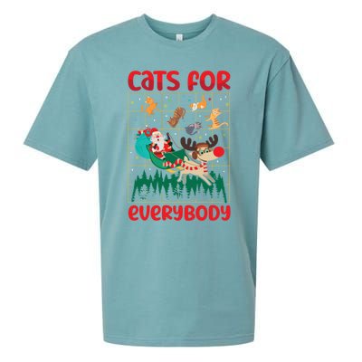 Christmas Cats For Everybody Santa Claus Xmas Cat Lover Gift Sueded Cloud Jersey T-Shirt