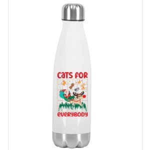 Christmas Cats For Everybody Santa Claus Xmas Cat Lover Gift Stainless Steel Insulated Water Bottle