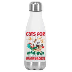 Christmas Cats For Everybody Santa Claus Xmas Cat Lover Gift Stainless Steel Insulated Water Bottle